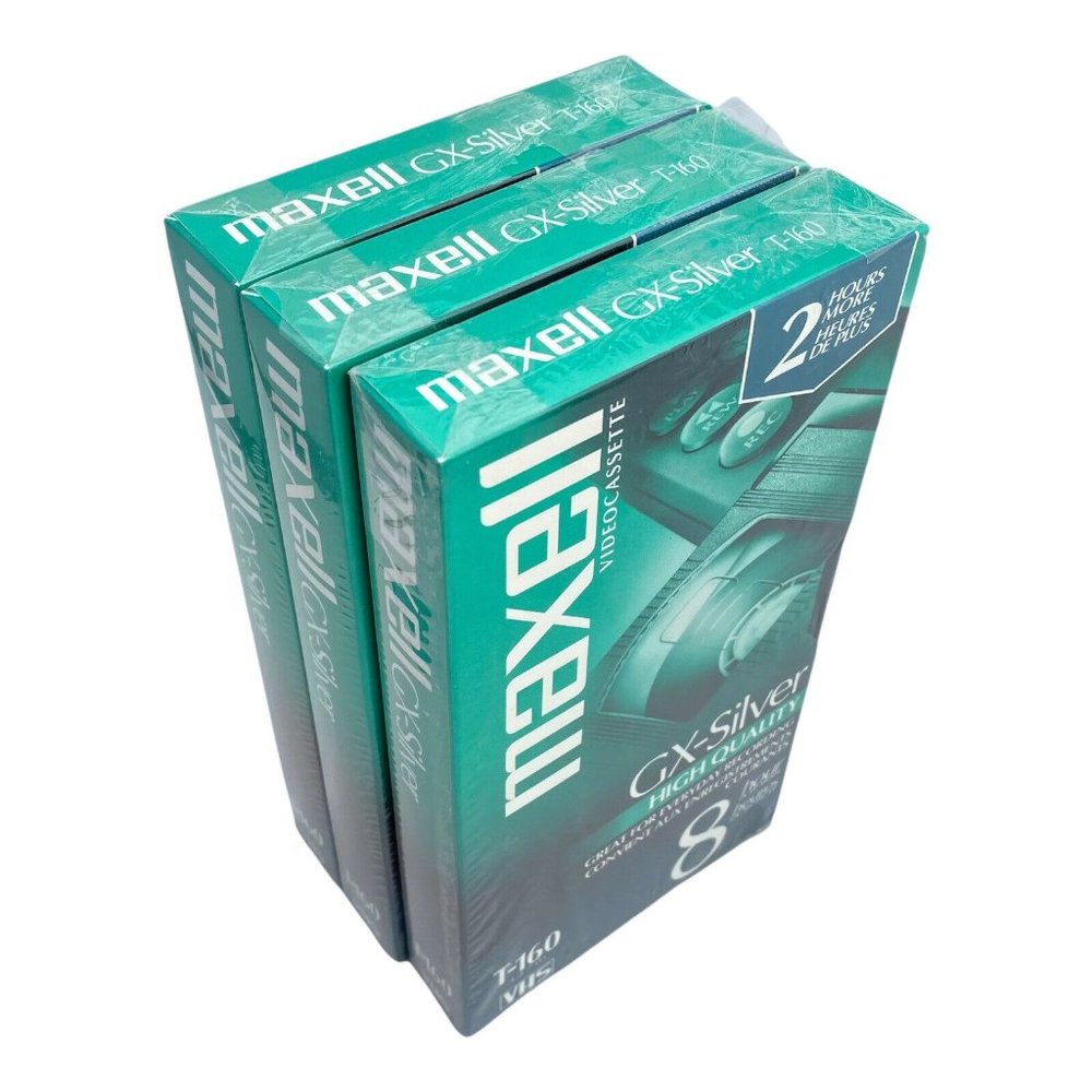 Maxell VHS Premium Grade Blank Video Cassette Tapes T-160 New Sealed Lot of 3